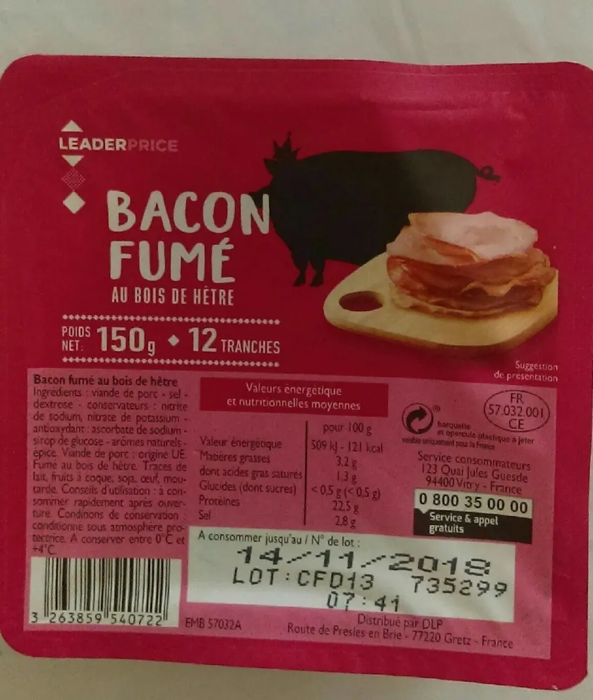 Bacon fumé au bois de hêtre