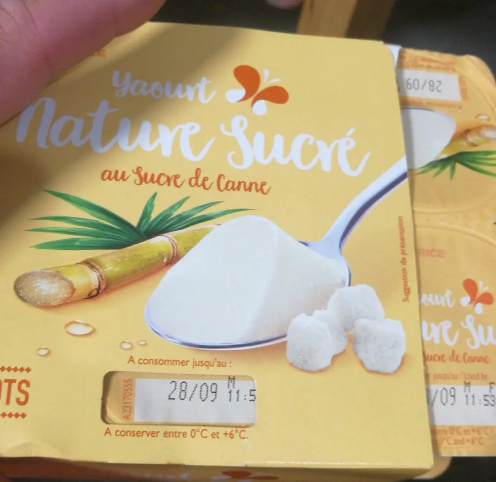 Yaourt nature sucré au sucre de canne