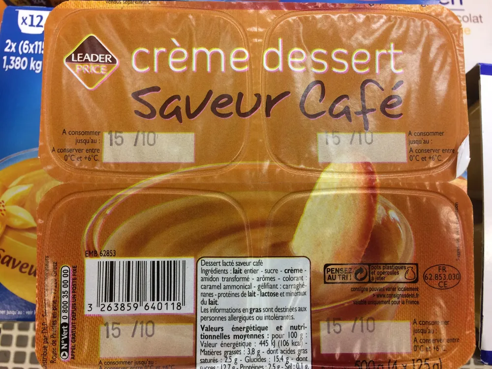 Crème dessert saveur café