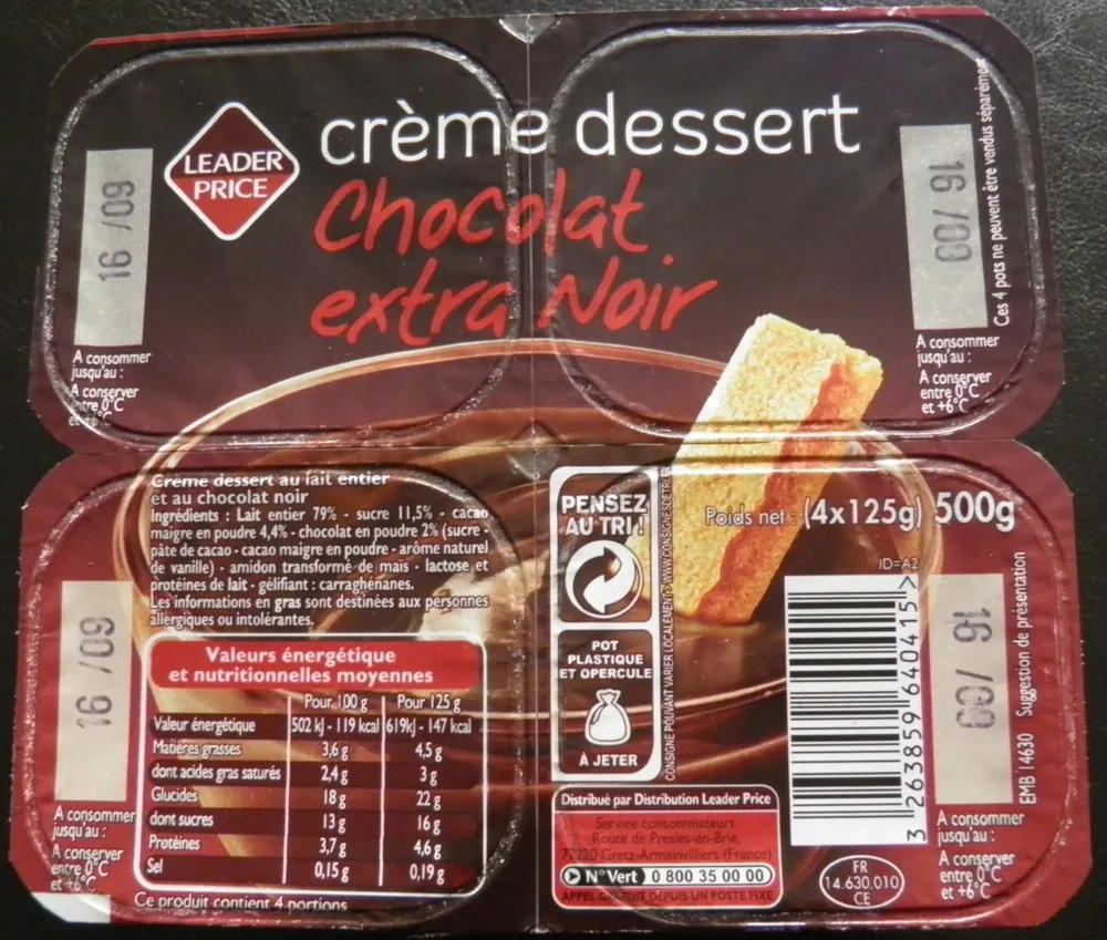 Crème dessert Chocolat extra Noir