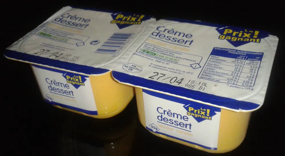 Crème dessert saveur vanille