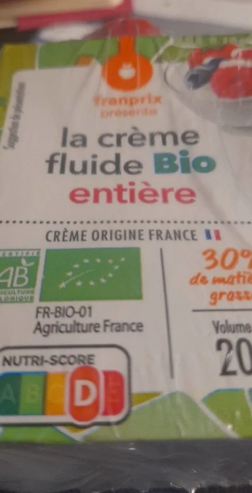 Creme fluide bio entiere