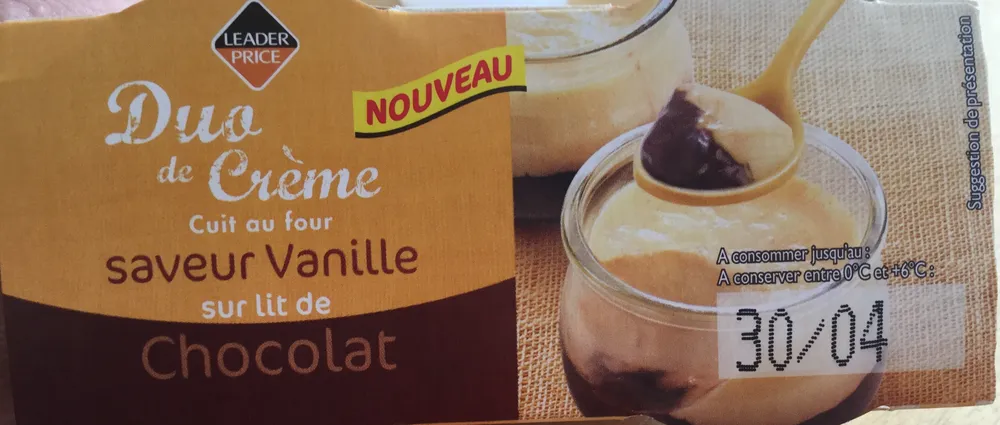 Duo de Crème saveur vanille chocolat