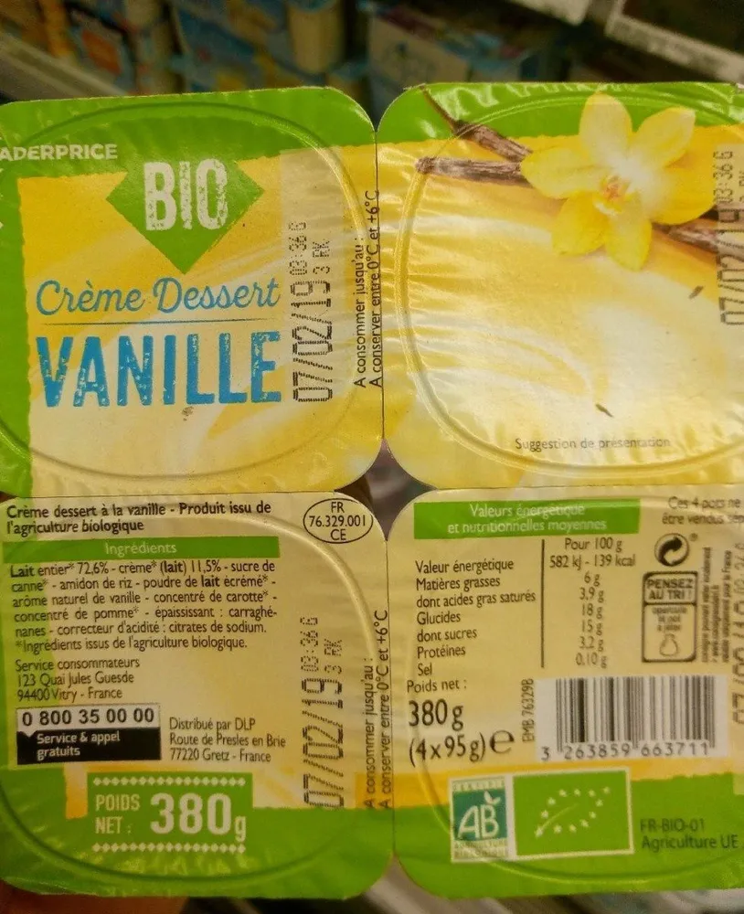 Crème dessert vanille bio