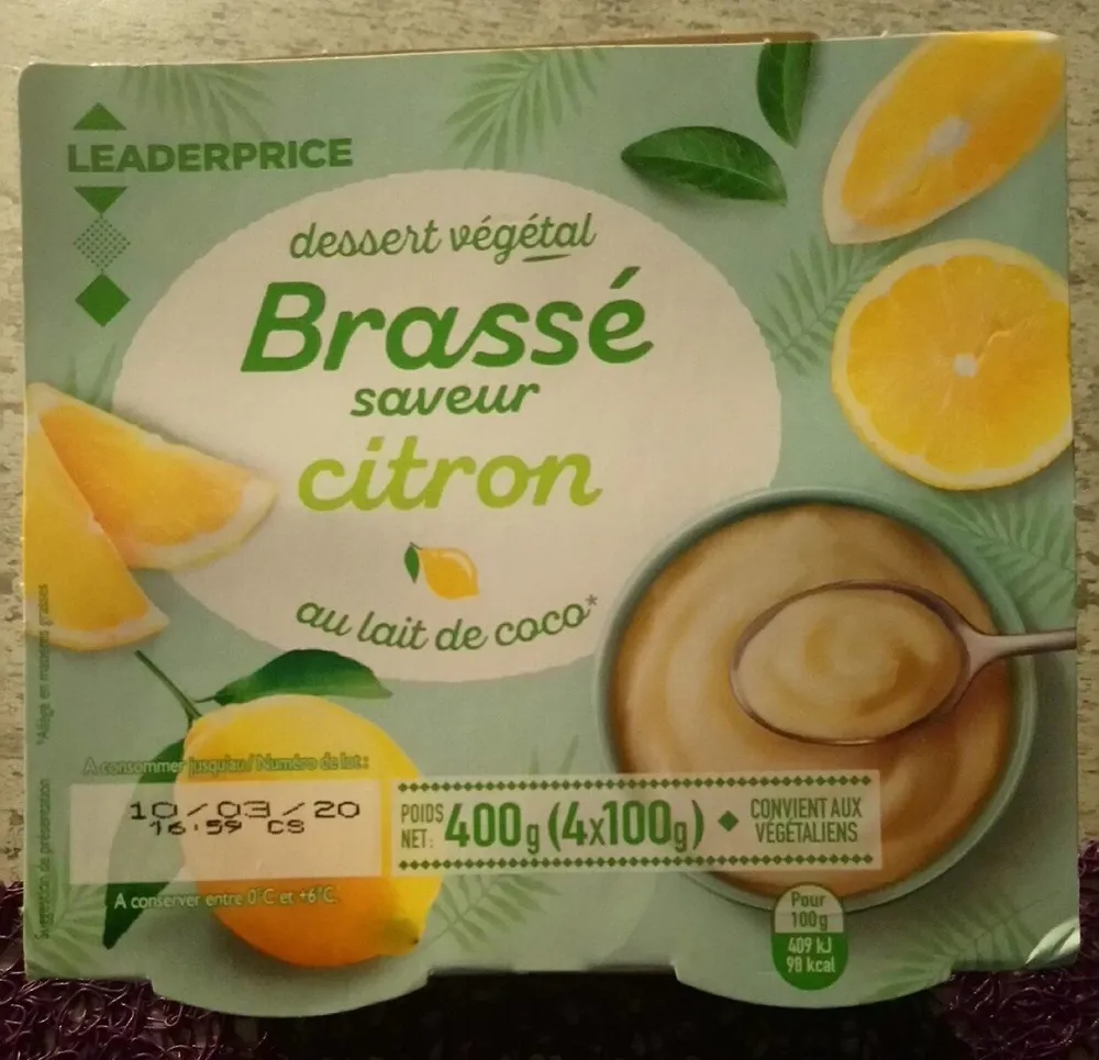 Dessert végétal brassé saveur citron