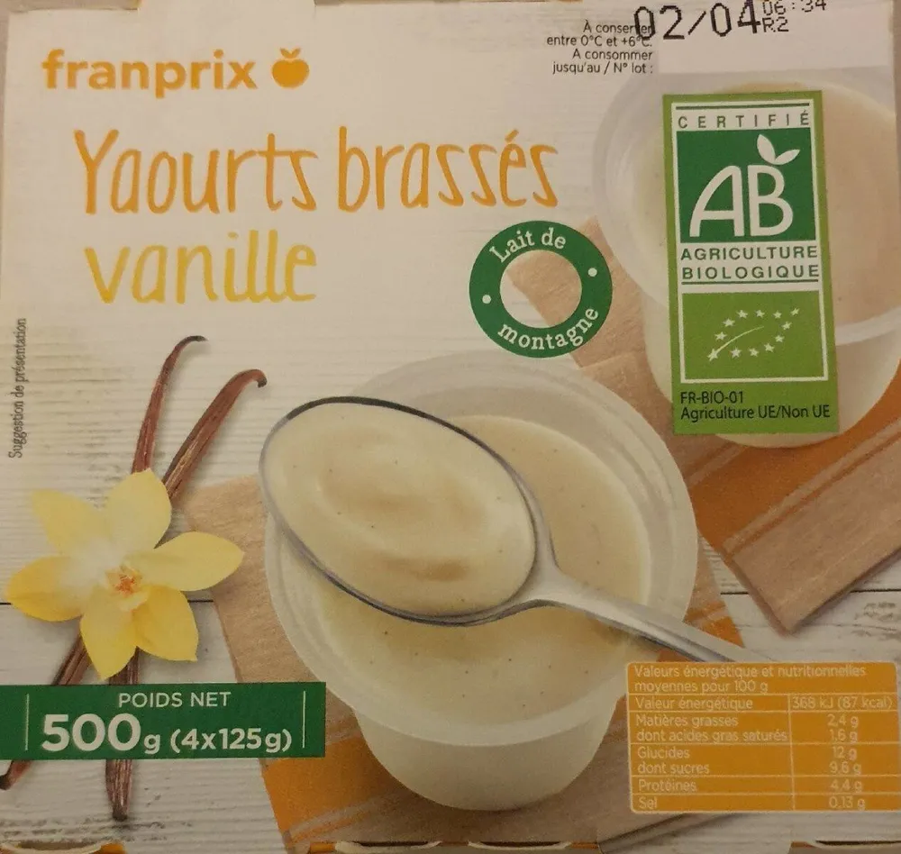yaourt lait entier vanille bio