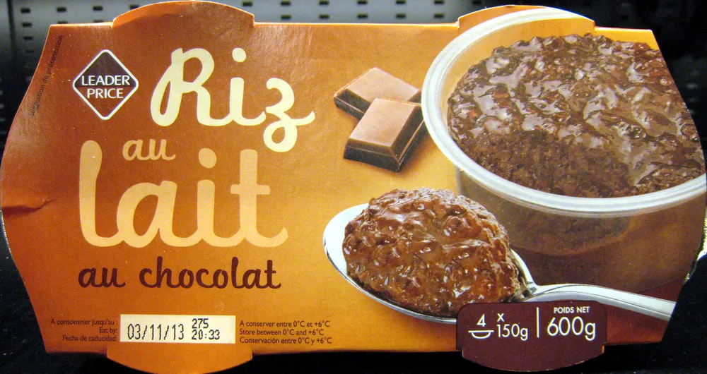 Riz au lait au chocolat Leader Price