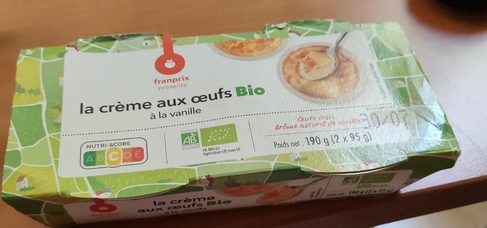 La crème aux oeufs bio à la vanille