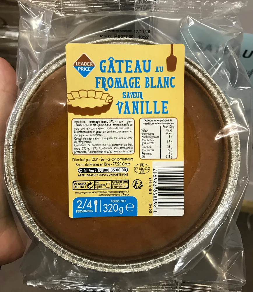Gâteau au fromage blanc saveur vanille