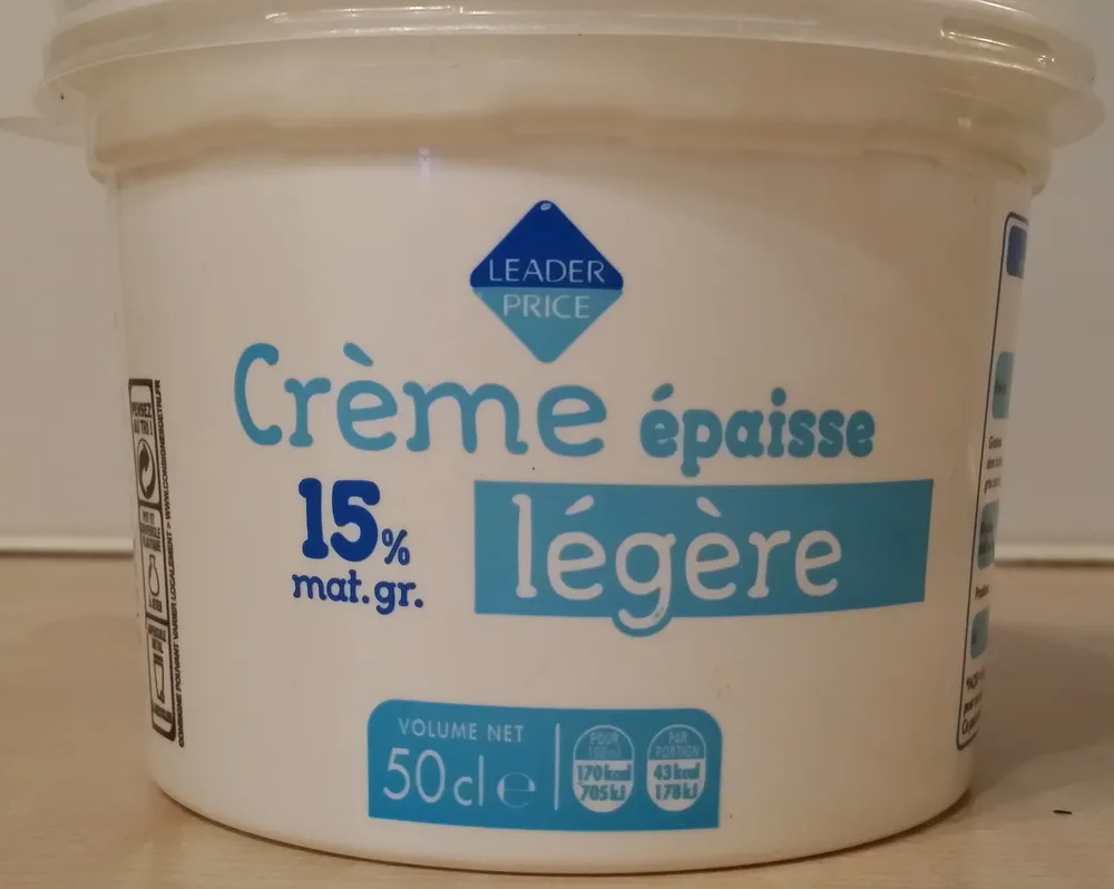 Crème épaisse légère (15 % MG)