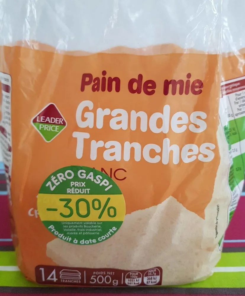 Pain de mie grandes tranches sans croûte