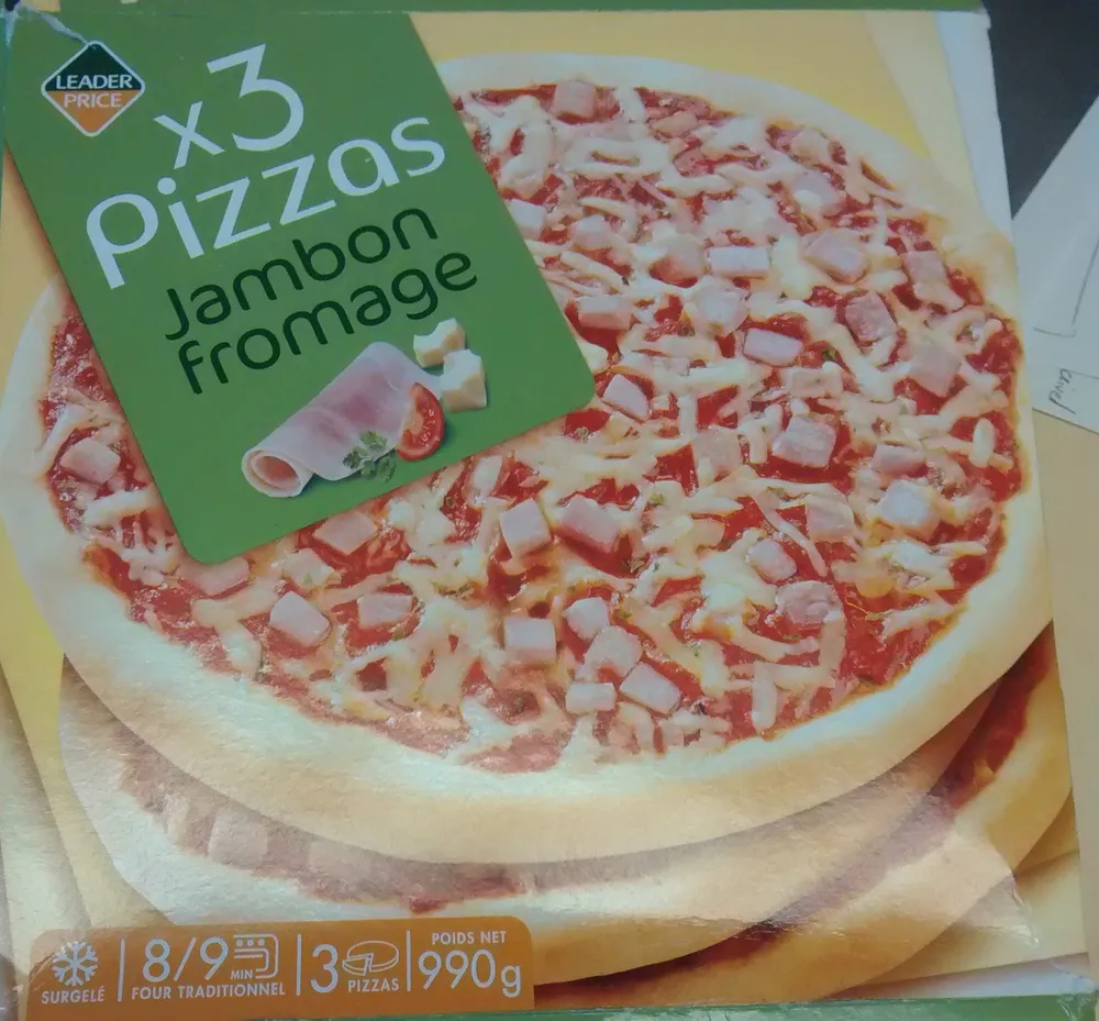 Pizzas Jambon Fromage (x 3), Surgelé