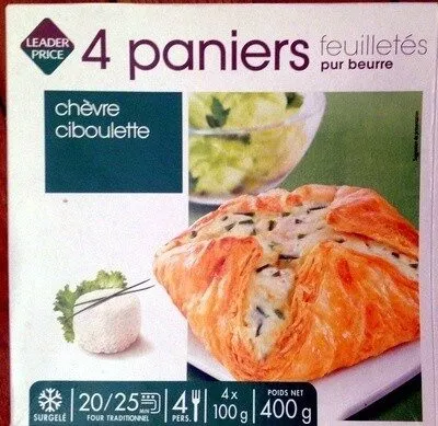4 paniers feuilletés chèvre ciboulette