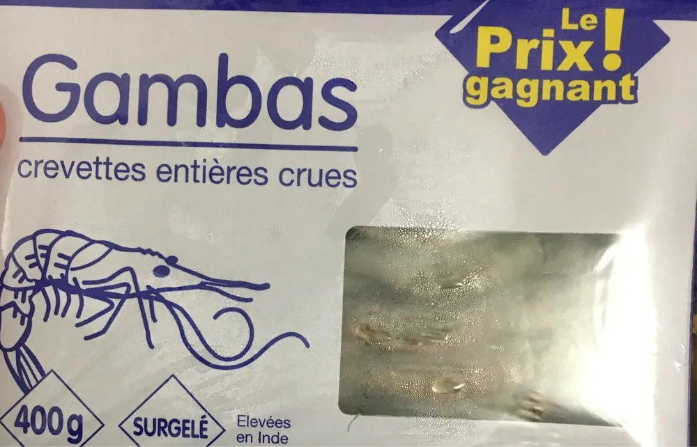 Gambas crevettes entieres crues