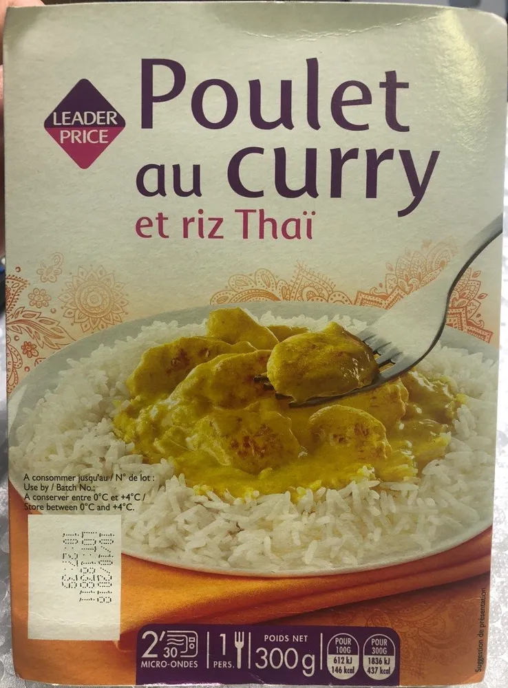 Poulet au curry et riz Thaï