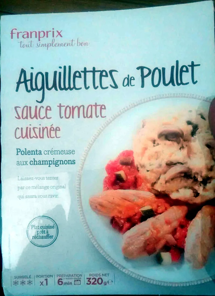 Aiguillettes de Poulet Sauce Tomate Cuisinée, Polenta Crémeuse aux Champignons