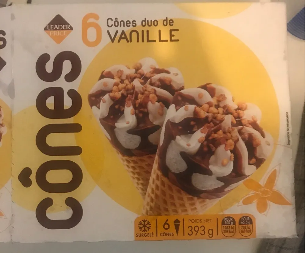 6 cônes duo de vanille