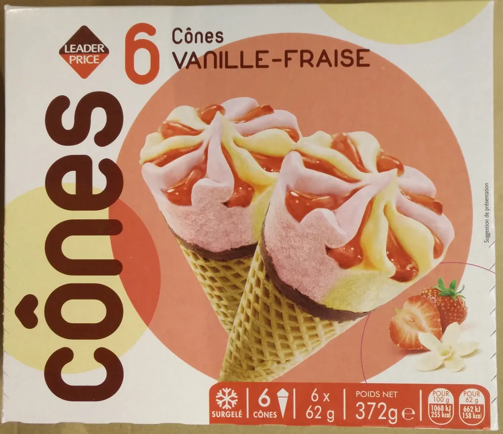6 Cônes Vanille -Fraise