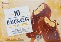 10 Bâtonnets de glaces à la vanille enrobage cacao maigre amandes
