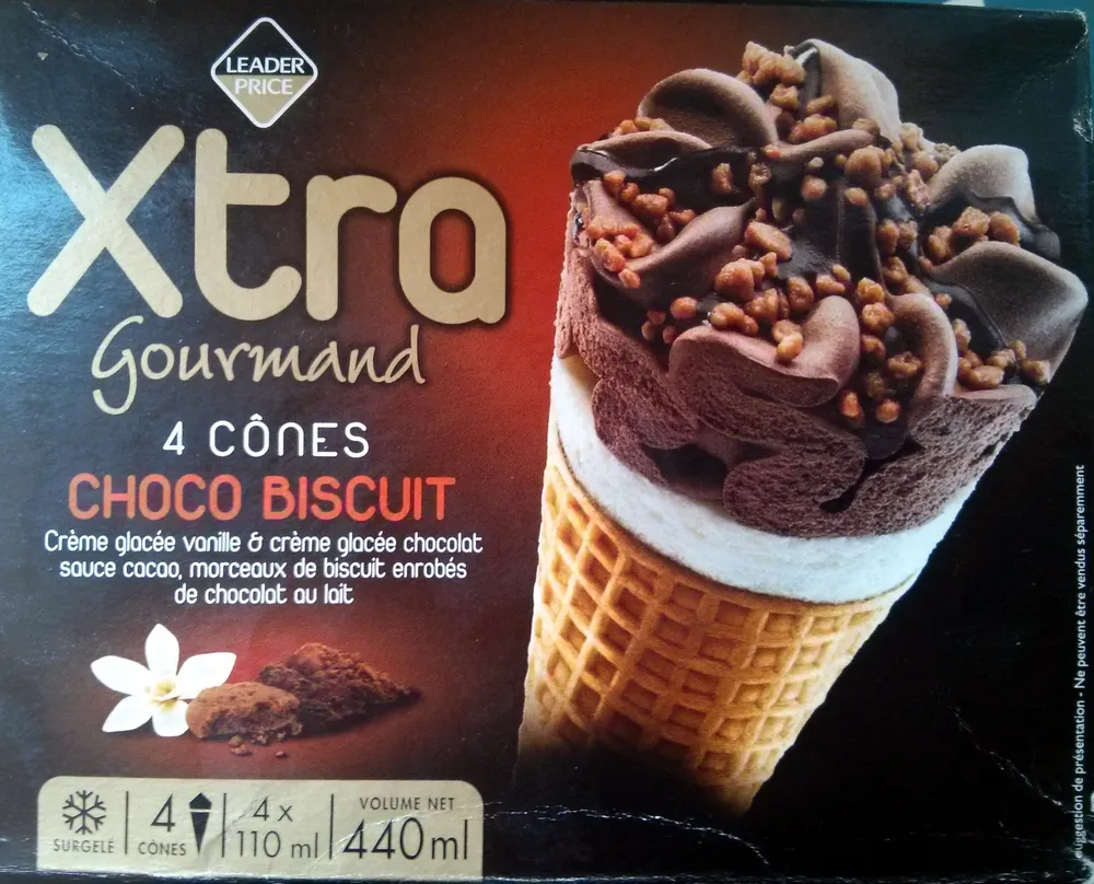 Xtra Gourmand - 4 Cônes Choco Biscuit