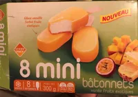 Bâtonnets de glace vanille fruits exotiques