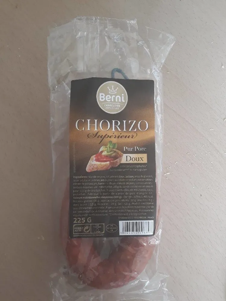 CHORIZO Supérieur Pur Porc Doux
