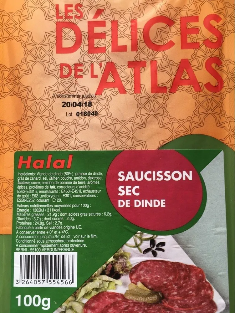 Saucisson sec de dinde