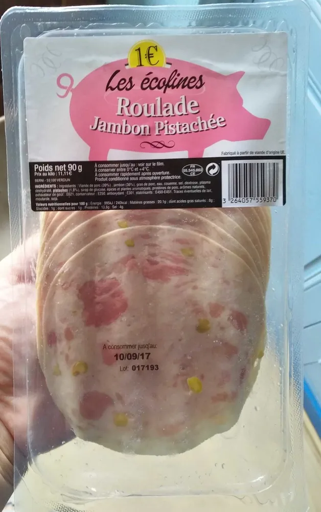 Roulade jambon pistachée