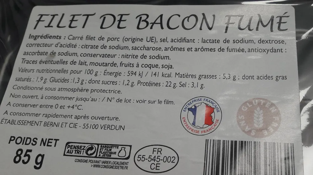 Filet de bacon fumé