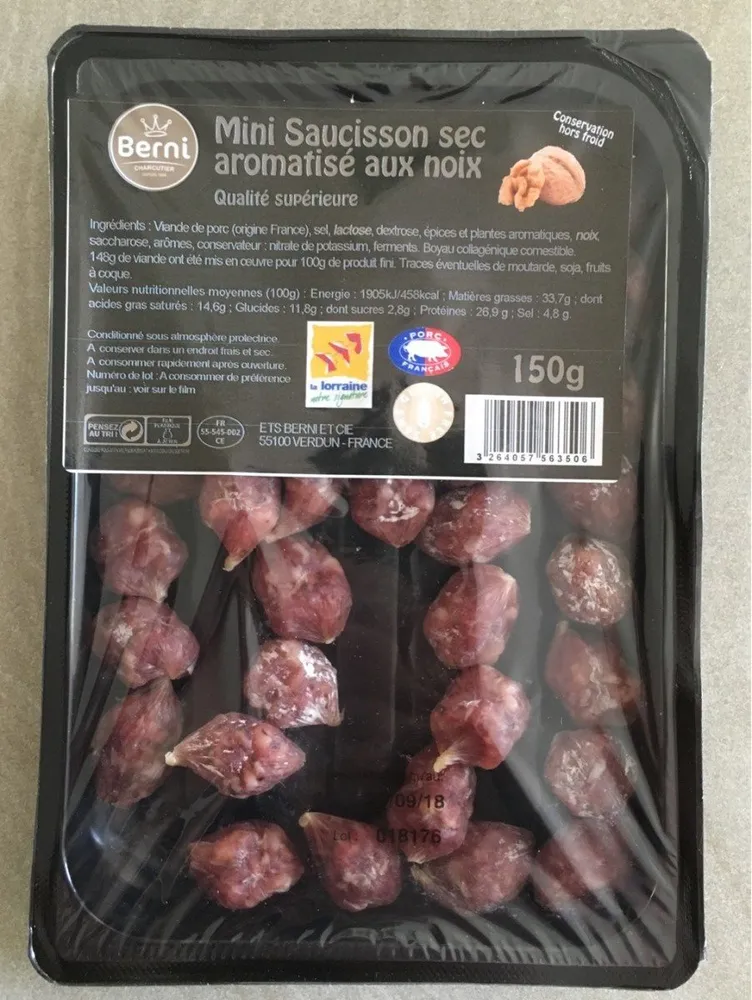 Mini saucisson sec aromatisé aux noix