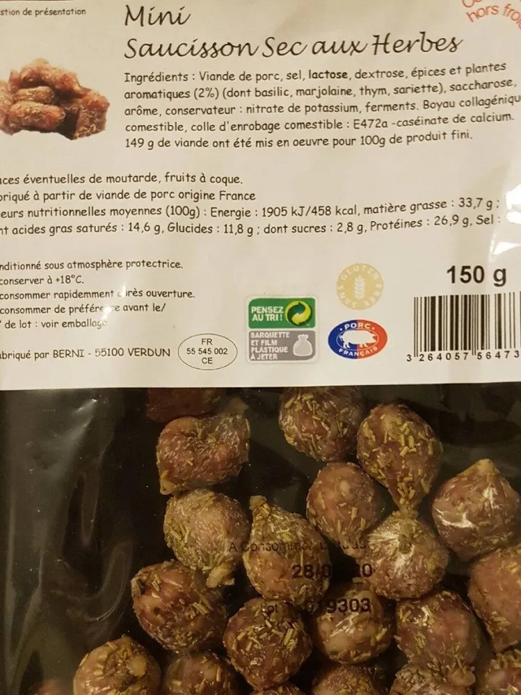 Mini saucisson sec aux herbes