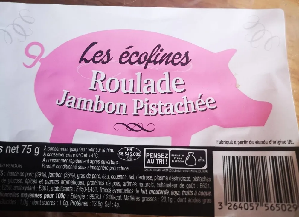Roulade jambon pistachée