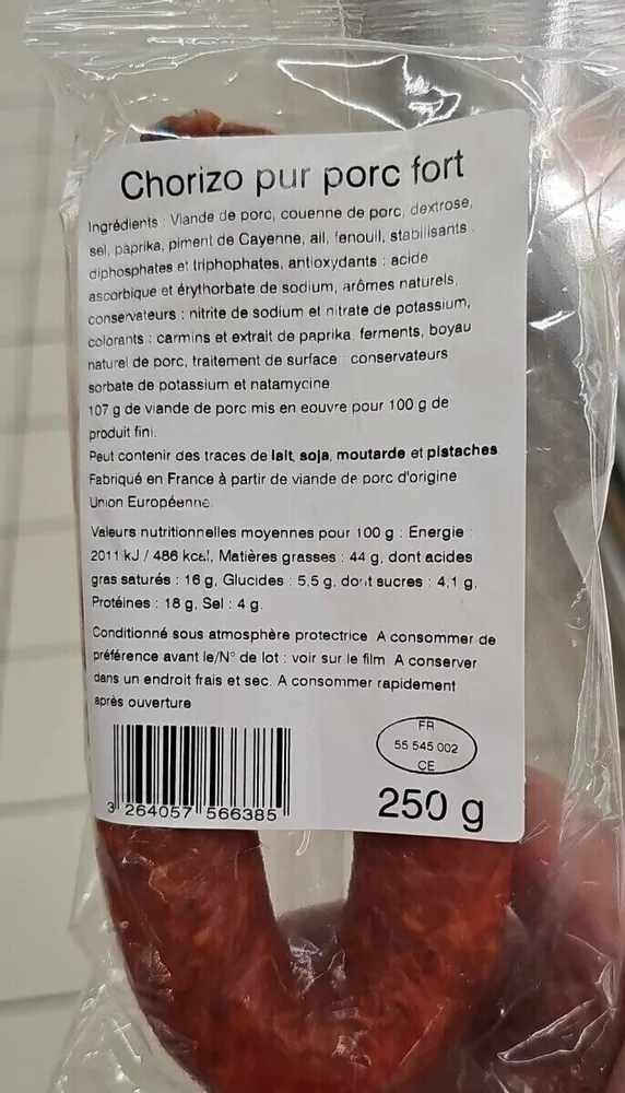 Chorizo pur porc fort