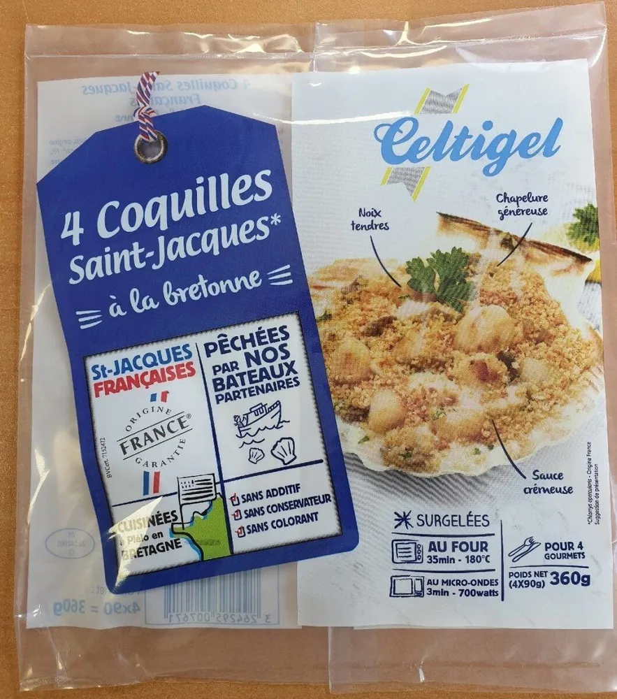 4 Coquilles Saint-Jacques à la bretonne