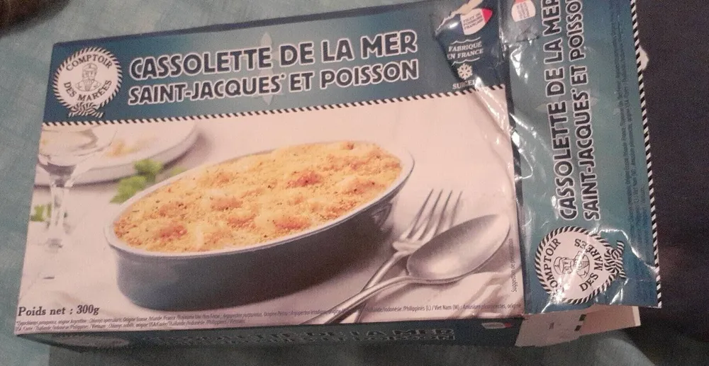 Cassolette de la mer St Jacques et poissons