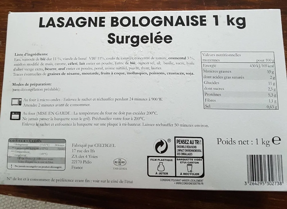 Lasagnes bolognaise