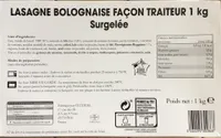 Lasagne bolognaise façon traiteur surgelée