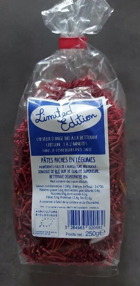 Cheveux d'ange bio à la betterave