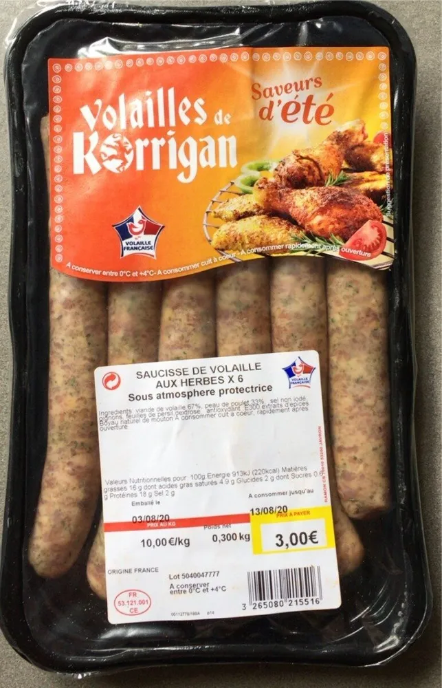 Saucisses de volaille aux herbes