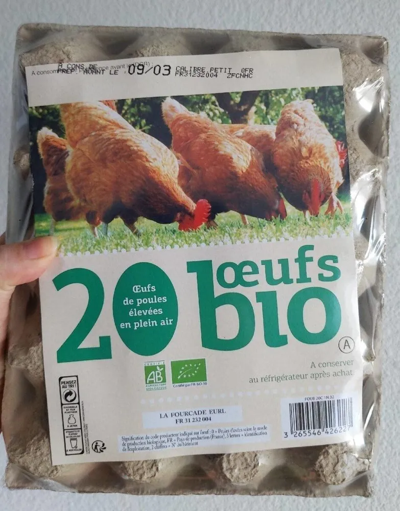 20 oeufs bio de poules élevées en plein air