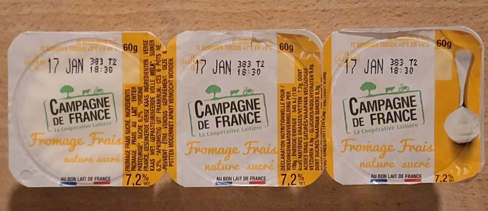 Fromage Frais 7,2 % Nature Sucré 6 x 60 g