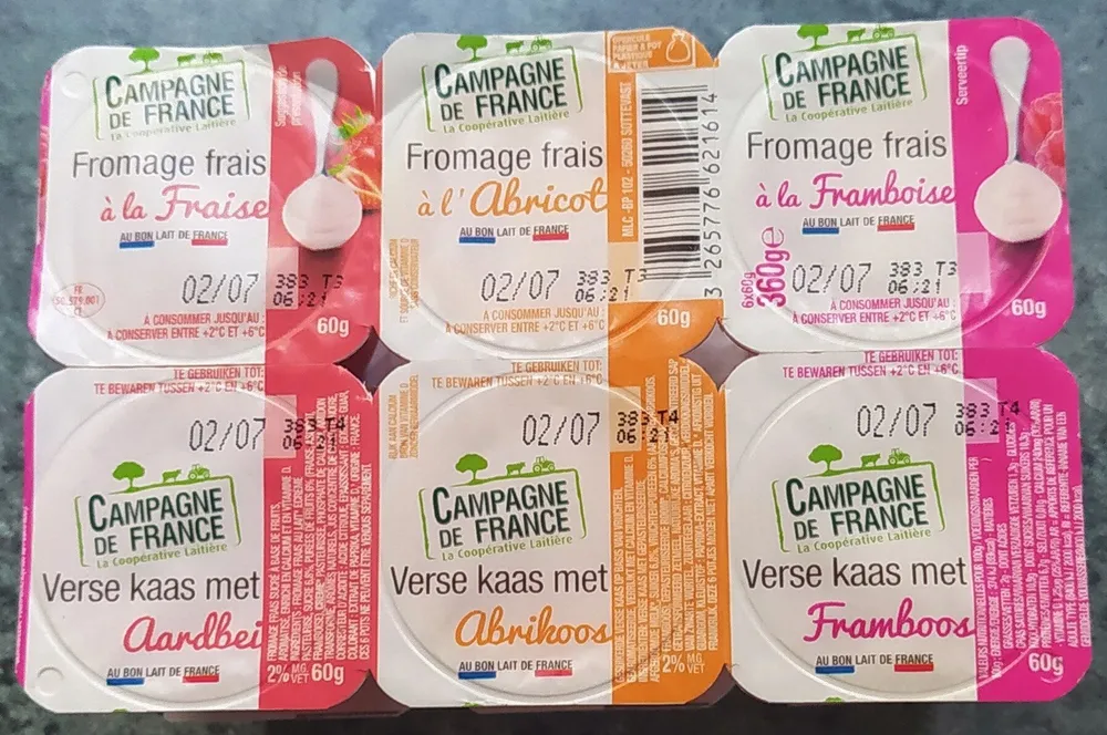 Fromage frais Fraise, Abricot, Framboise 6 x 60 g