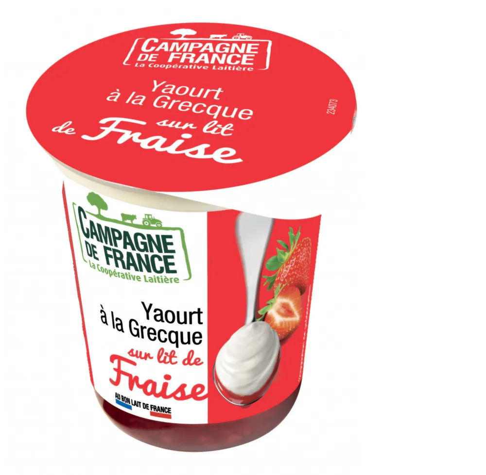Yaourt à la grecque sur lit de fraise