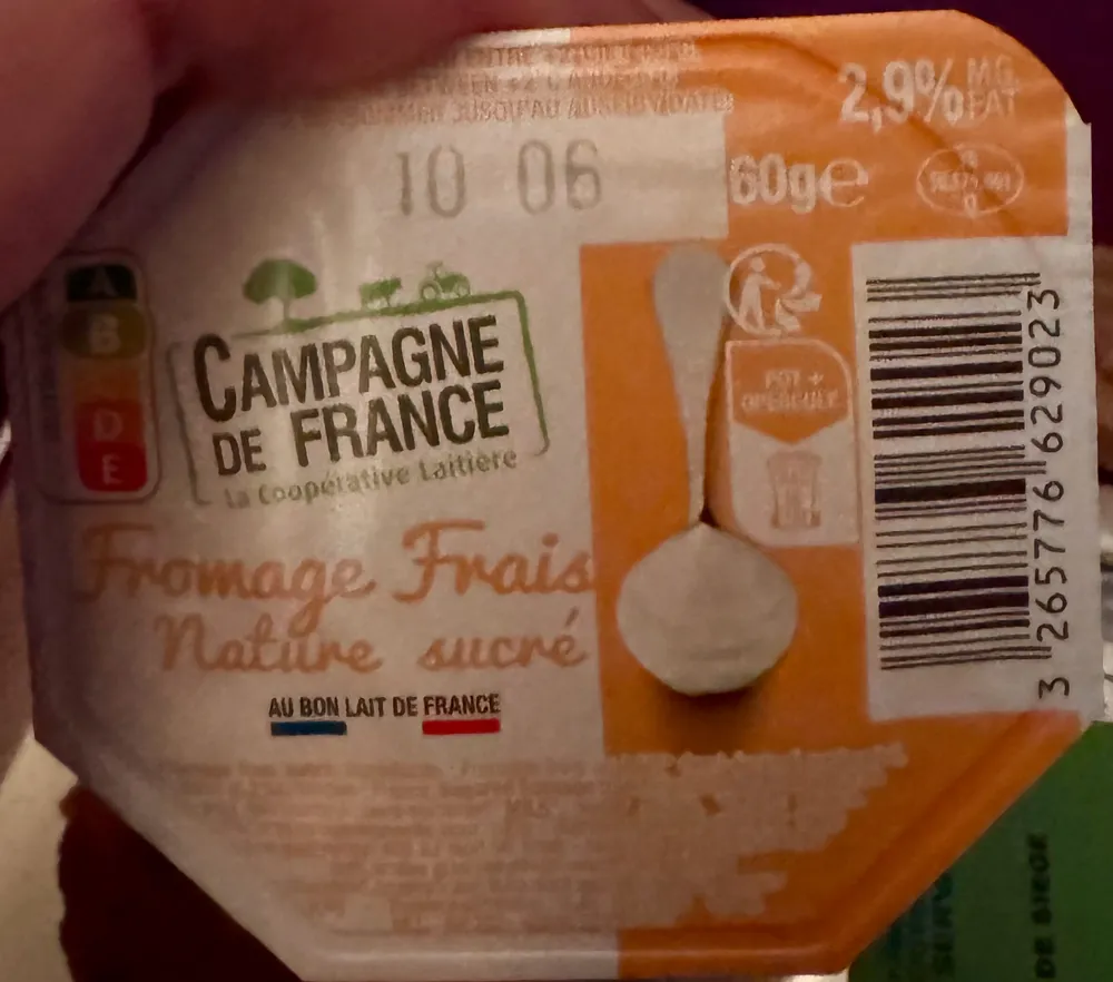 Fromage frais nature sucré