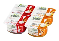 Fromage frais sucré nature sur fruits fraise et pêche 4 x 100 g