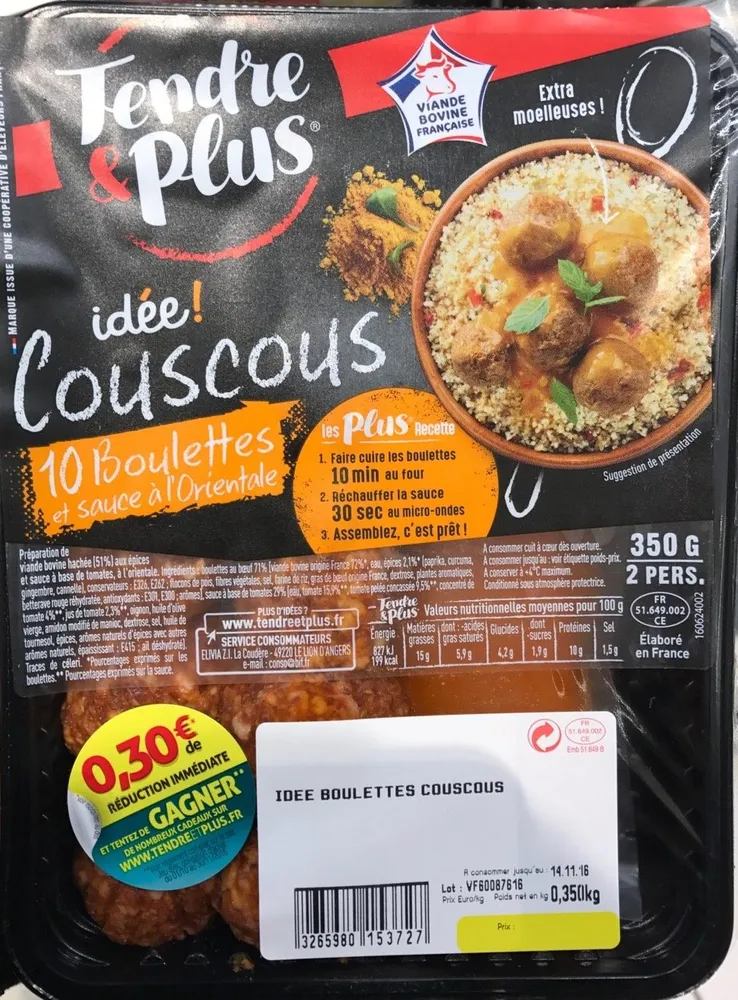 Idée! Couscous 10 boulettes et sauce à l'orientale