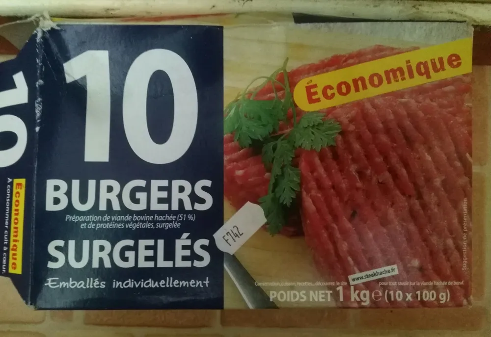 10 burgers surgelés
