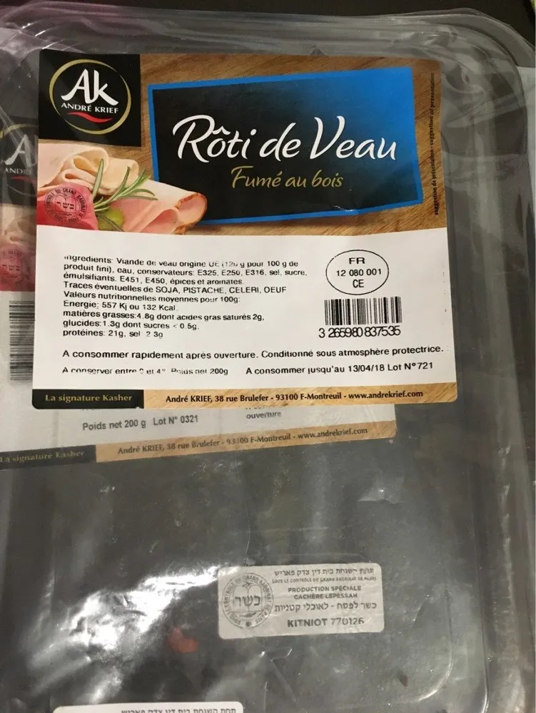 Roti de veau fume au bois