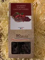 Cranberries enrobées chocolat noir bio