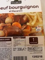 Boeuf bourguignon et macaroni